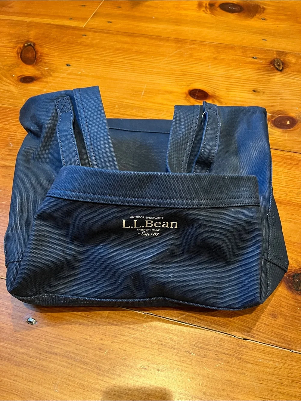 Set/2 LL BEAN Nautical Navy Canvas Totes Size Large 10